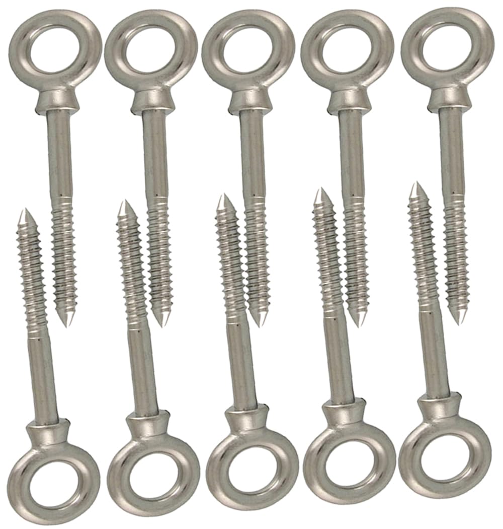M8 Wood Eye Screw Threaded Bolt Made of Stainless Steel for Secure Wood Connection Direct Timber Mounting M8 x 80mm (Pack of 10)