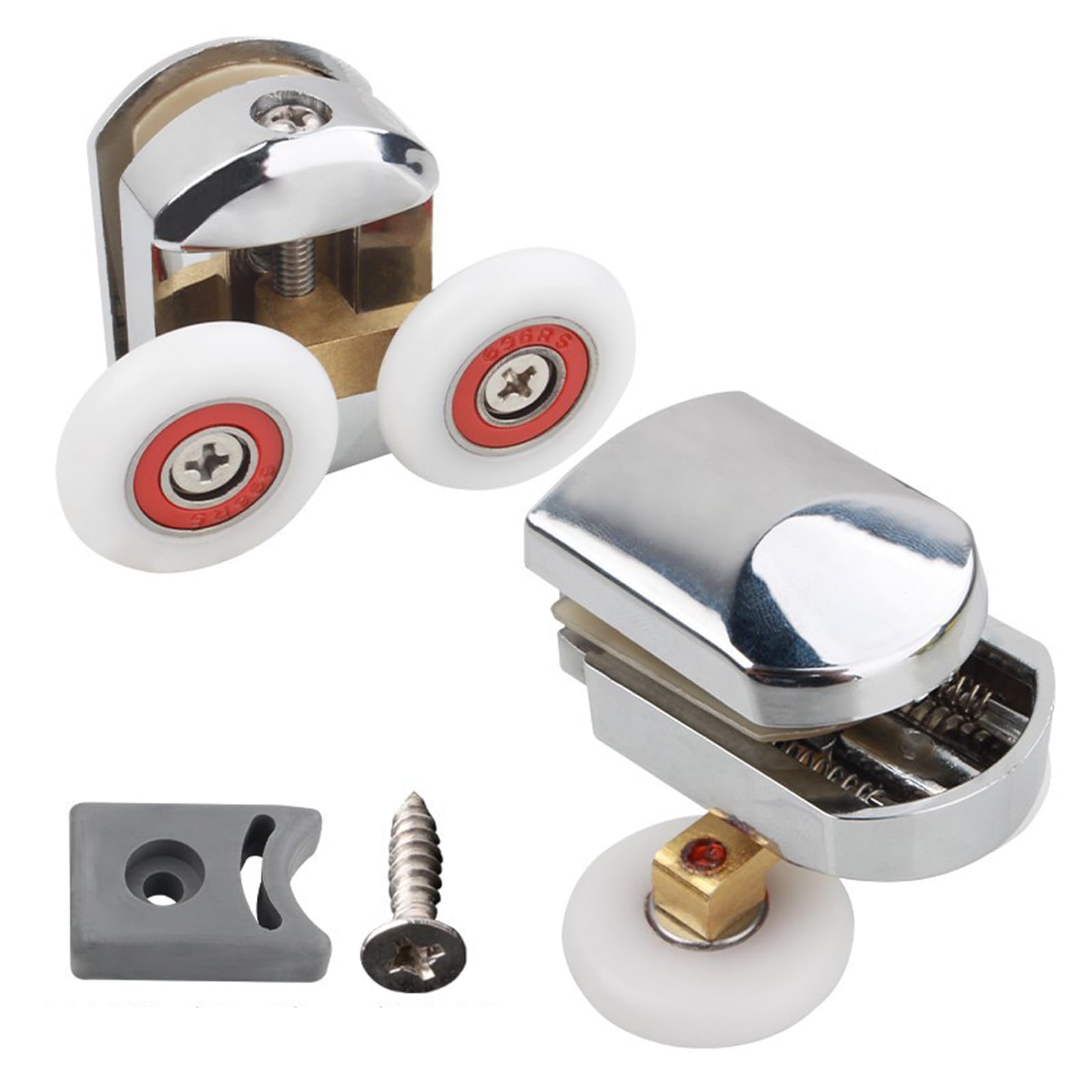 Cokritsm 25mm Shower Door Rollers for 4-8mm Glass Shower Runners for Sliding Shower Door Waterproof Shower Glass Door Roller Replacement Part Sliding Shower Door Runners Wheels