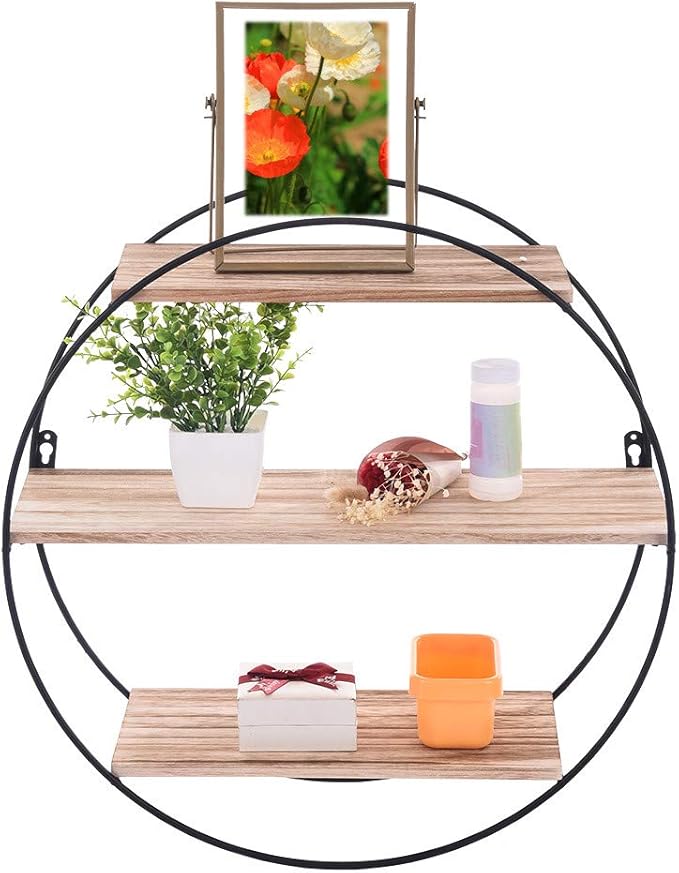 Round Wall Shelves,Circle Floating Shelf,3 Tier Geometric