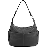 YALUXE Women's Genuine Leather Shoulder Bags Hobo Handbags Purses with Double Zipper Pockets and Crossbody Strap