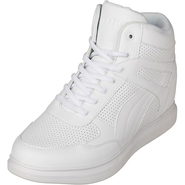 CALTO Men's Invisible Height Increasing Elevator Shoes - Glacier White Leather/Mesh Lace-up Sporty Trainers - 4 Inches Taller - G3329 - Size 6 D(M) US 12 thumbnail image