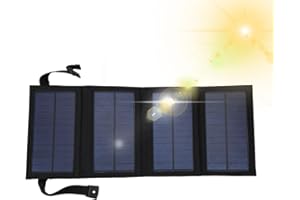 HAKEETA Solar Charger 5V Portable Power Bank with USB Input Folding Solar Panel Phone Charger Compatible with Smart Phones,Tablets and More