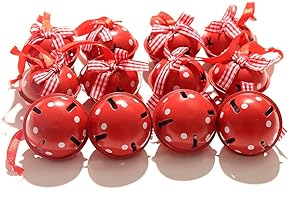 Zsail Christmas Jingle Bells 12 Pcs Craft Bells with Snowflake for Christmas Party, Tree, Wreath Ornaments, Holiday DIY Decorations (Red)