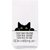 Yomisex Funny Black Cat Kitchen Hand Towels Decor,Every Snack You Make Every Meal You Bake 16x24 Waffle Weave Towel,Funny Black Cat Tea Dish Towels Decor for Kitchen
