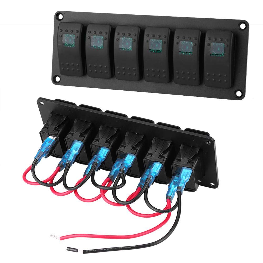 Marine Boat Rocker Switch Panel 12-24V 6 Gang Rocker Switch Panel Waterproof for Trailer Car RV Boat Yacht Marine(Orange)