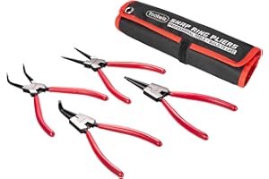 Toolwiz 4Pcs Snap Ring Pliers Set, 7" Internal/External Circlip C Clip Retaining Ring Pliers, Heavy Duty Straight/Bent Jaw Automotive Tools with Storage Pouch