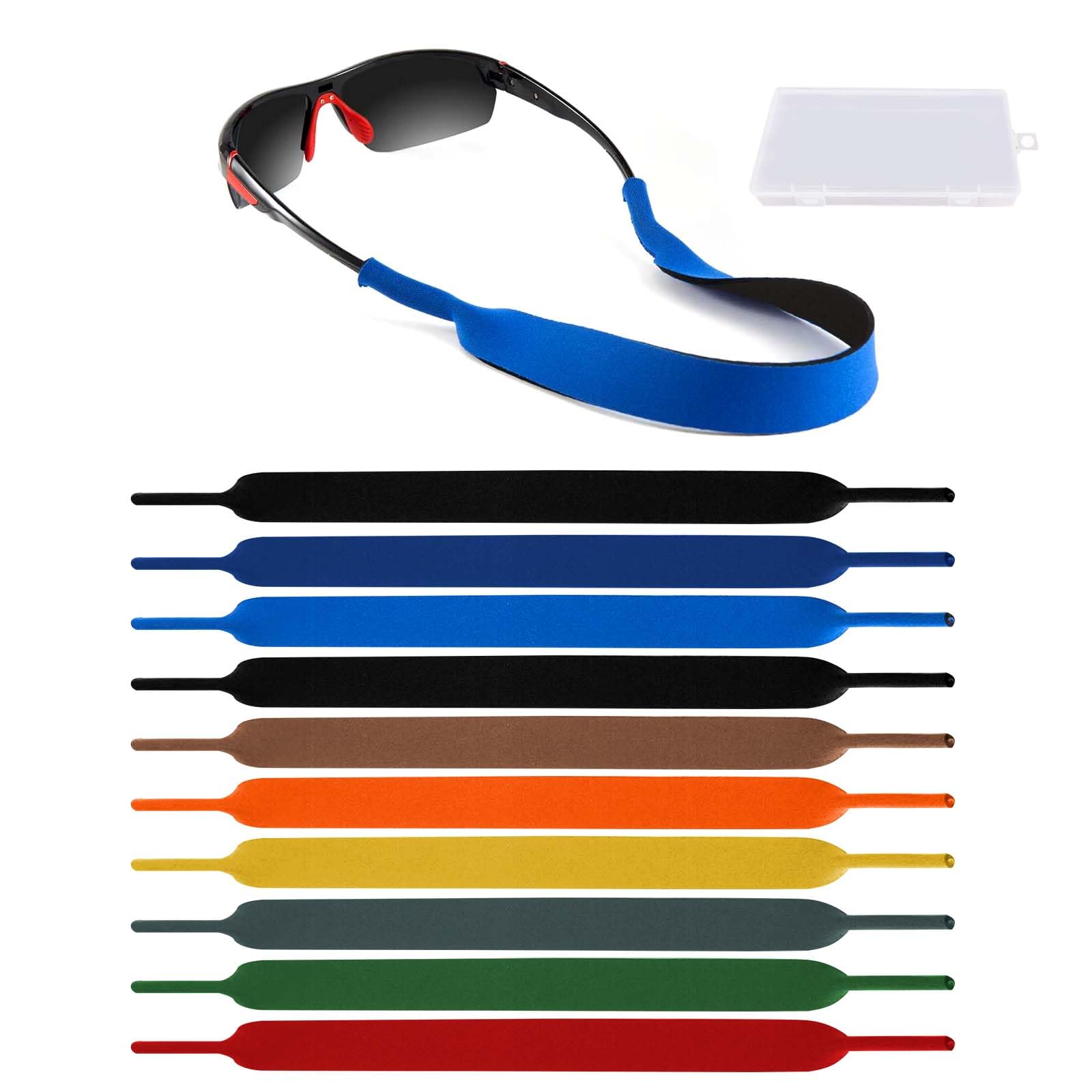 AWAVM 10 Pieces Strip Diving Glasses Belt, Elastic Glasses Strap, Anti Slip Glasses Belt for Playing, Glasses Fixing Belt, Men and Women, Sports Glasses, Sunglasses