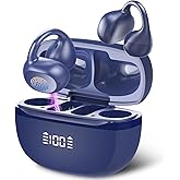 Open Ear Earbuds,Wireless Earbuds Bluetooth 5.4 Ergonomic Clip-On Ear buds, Bone Conduction Over The Ear Headphones 48H Playtime, Perfect Running Headphones for Sports IPX7 Waterproof Touch Controls