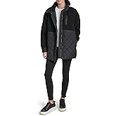 Andrew Marc womens Mixed Media Tunic Length Faux Sherpa Jacket