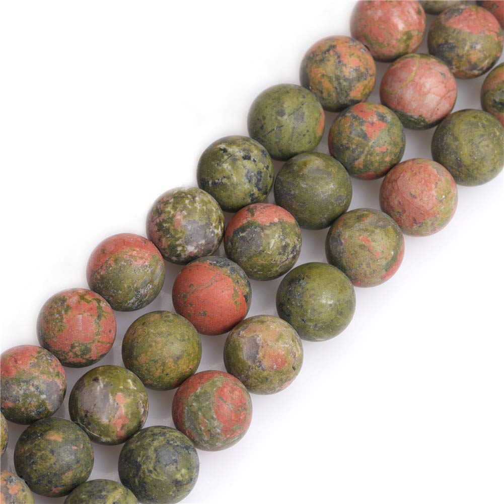 SHGbeads 12mm Frost Matte Green Unakite Jasper Semi Precious Gemstone Round Loose Beads for Jewellery Making DIY Handmade Craft Supplies 15"