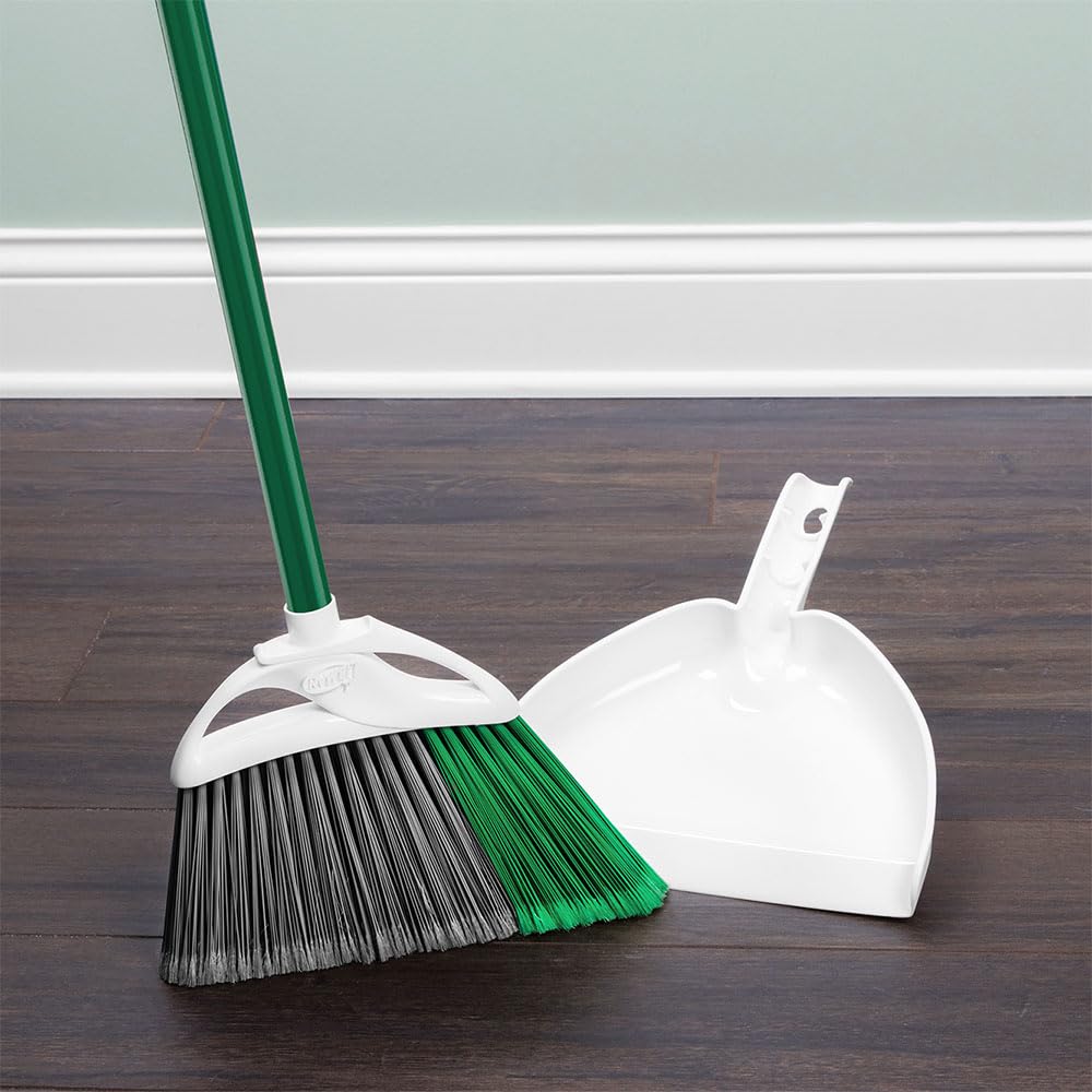 Libman Precision Angle Broom with Dustpan Combo Set for Sweeping Indoor and Outdoor Floors, Pet, Dog Hair Broom, 49” Long Handle, 11