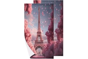 Klaizin Cherry Blossom Eiffel Tower Hand Towels for Bathroom 1-2 Pack Plush Bath Towels, Soft Highly Absorbent Face Cloths, W