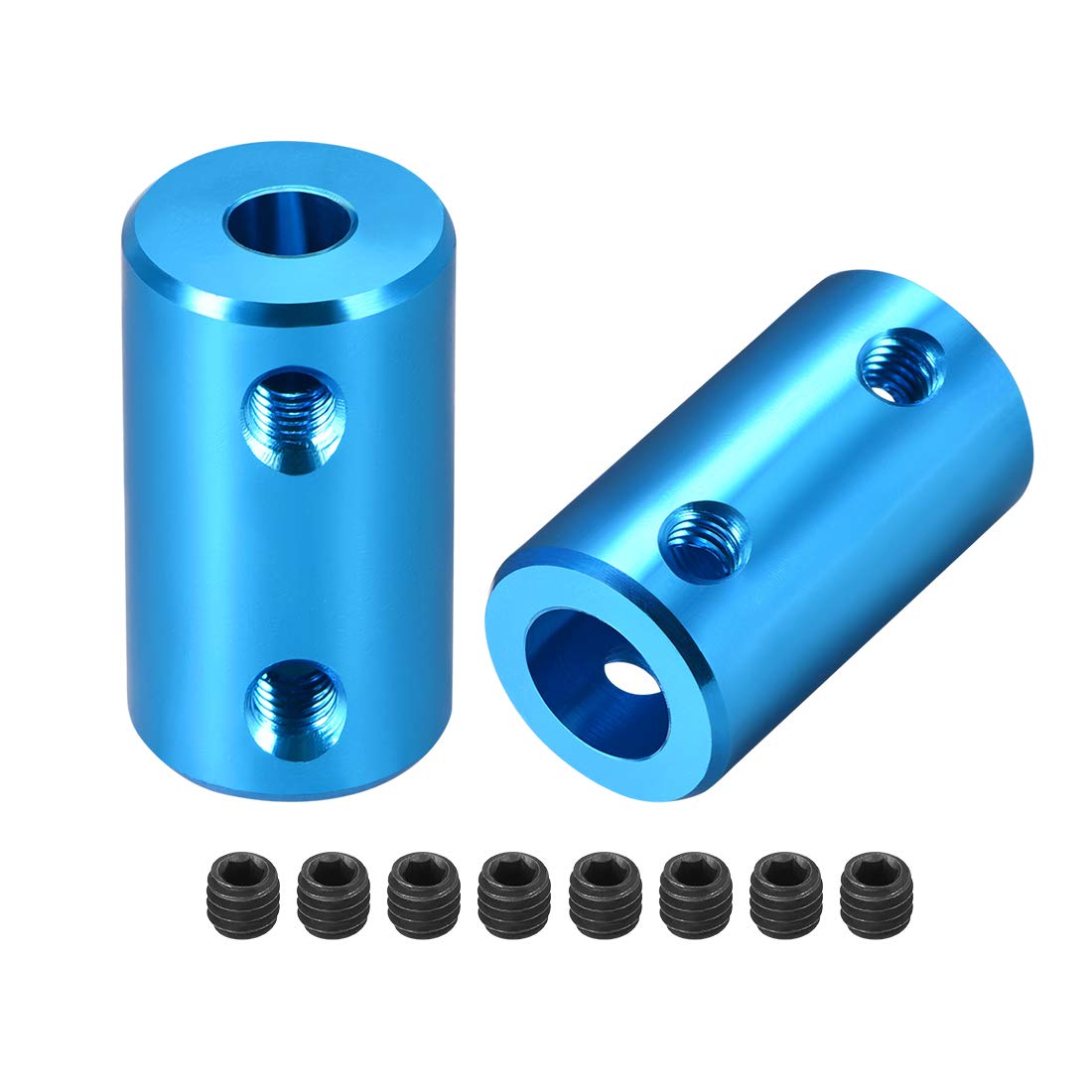 sourcing map 5mm to 8mm Bore Rigid Coupling Set Screw L25XD14 Aluminum Alloy,Shaft Coupler Connector for 3D Printers, Motor Accessories,Blue,2pcs