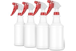 LiBa Spray Bottles (4 Pack,16 Oz), Refillable Empty Spray Bottles for Cleaning Solutions, Hair Spray, Watering Plants, Superior Flex Nozzles, Mist Sprayer, Bleach/Vinegar/Rubbing Alcohol Safe