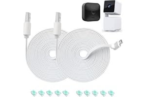 JJMASEE 10FT L-Shape Connector Power Extension Cable for Wyze Cam Pan V3 & Blink Outdoor (3rd Gen) Camera - Flat Charging Power Cord (White) 2 Pack - Not for Wyze Cam V3