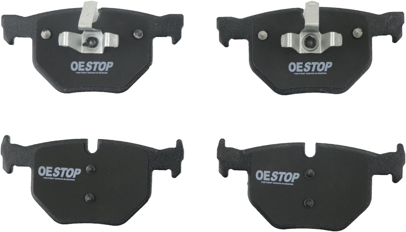 OE STOP OS1170 Semi-Metallic Premium Brake Pad Set With Installation Hardware, Rear, 1 Pack