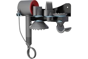 Lifewit Hair Dryer Holder Wall Mounted, Metal Blow Dryer Stand for Dyson Hair Dryer, Hair Tools Organizer with Accessories Storage for Bathroom and Salon, Black