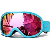 SPOSUNE Ski Goggles Over Glasses with Dual lens, Anti-fog Anti-UV Snow Goggle for Men Women Youth Skiing Snowmobile