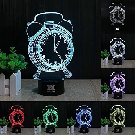 Amazon Co Jp 目覚まし時計3dビジュアルledナ夜間ライト夜灯 スタンドライト七色変換三次元視覚化 Aアクリル板 Absベース Usb充電 Touchタッチスイッチホームデコレーション贈り物誕生日 ホーム キッチン