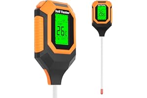 IRTOV 4 in 1 Digital Soil Moisture Meter，PH Meter/Soil Moisture/Plant Temperature/Sunlight Intensity，Green Backlight LCD Display，Soil Meter for Garden, Lawn，Plant Care，Farm and Indoor Outdoor Plants