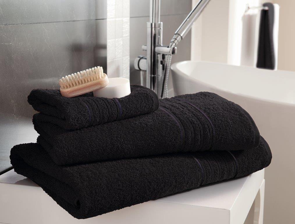 Gaveno Cavailia 100% Natural Cotton Thick Absorbent 450 GSM Hampton Hand Towel [ Pack of 4-Black (50x80 cm)