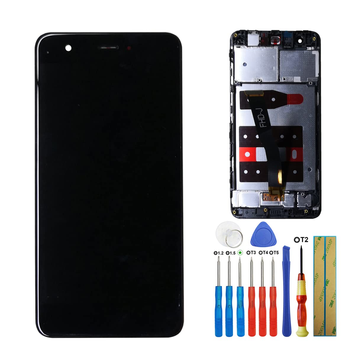 E-yiiviil LCD Touch Screen Digitizer for Huawei Nova 1st 1 Display Generation Black Glass + Frame + Adhesive + Tools