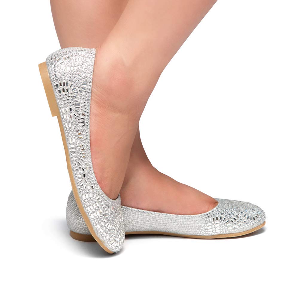 Herstyle Women's Vicky Round Toe Jeweled Embellishments Rhinestone Ballet Flats Shoes - Image 3