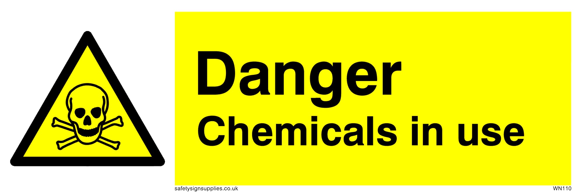 Pack of five - Dangerous Chemicals In Use Sign - 150x50mm - L15