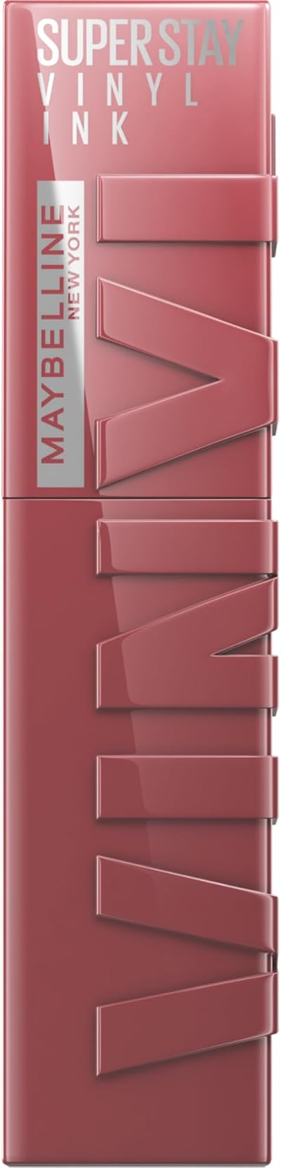 Maybelline New York Super Stay Vinyl Ink Flüssiger Lippenstift für 16H Halt & Glanz, Wischfeste & hochpigmentierte Farbe, Vinyl-Finish ohne Abfärben, Nuance: 40 Witty, 4,2ml