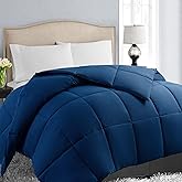 EASELAND Oversized King Down Alternative Comforter - Quilted Duvet Insert for All Seasons, Soft Lightweight with Corner Tabs, Summer Winter Warm Bedding, Navy 98x116 Inches
