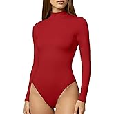 YOGINGO Women's Long Sleeve Mock Turtle Neck Bodysuits Tops Going Out Body Suits for Women Fashion Basic Leotards Jumpsuit