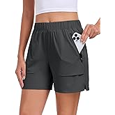 Nomolen Womens 5'' Hiking Athletic Shorts Quick Dry Lightweight Golf Casual Summer Shorts with Zipper Pockets