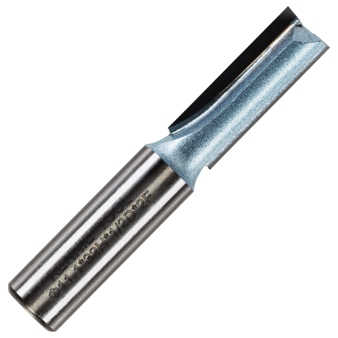 Rennie Tools - 11.1mm (7/16") Cutting Diameter x 32mm Flute x 1/2" Shank TCT Tipped 2 Flute Straight Router Cutter Bit. Compatible With Makita Trend Festool Hikoki Dewalt Router Etc. 11.1mm Router Bit