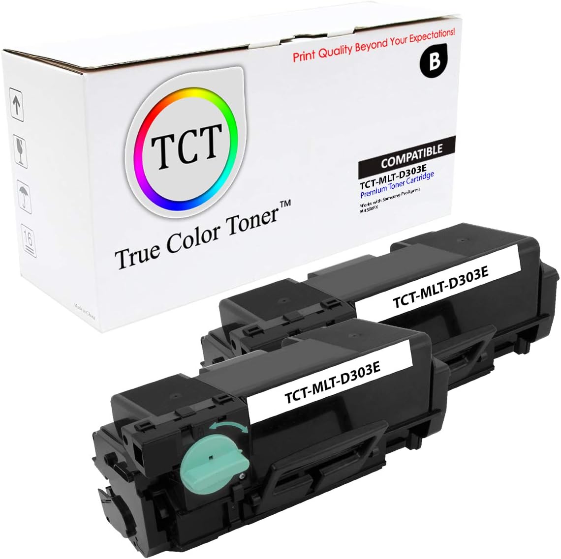 True Color Toner Compatible MLT-D303E Black Premium Toner Cartridge Replacement for Samsung ProXpress M4580FX Printer (40,000 Pages) - 2 Pack