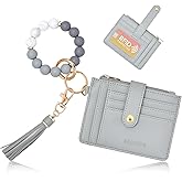 BAOSIWA Silicone Bracelet Keychain Wallet for Women Wristlet Card Holder Slim RFID Wallet with Zipper Pocket