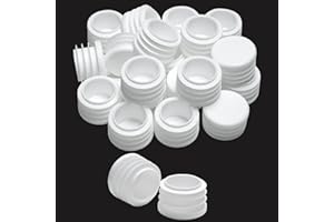 EASYEAH 1" (25mm) Plastic Hole Plugs White -Round Chair Leg Caps, Flush Mount Pipe Plugs, Tubing End Caps for Metal&Wood Legs Tube, Outdoor Furniture Feet caps & Table Plastic Plugs, 24 PCS