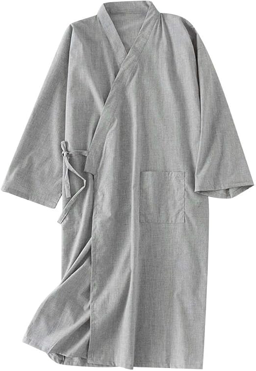 Kimono Robe Male 100 Cotton Housecoat Long Sleeve Fall Bath Robe