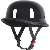 German Style Motorcycle Half Helmet DOT Approved Retro Skull Cap for Adults | Low-profile retro design, lightweight, ABS shell, EPS liner, quick-release buckle, for cruiser scooter chopper