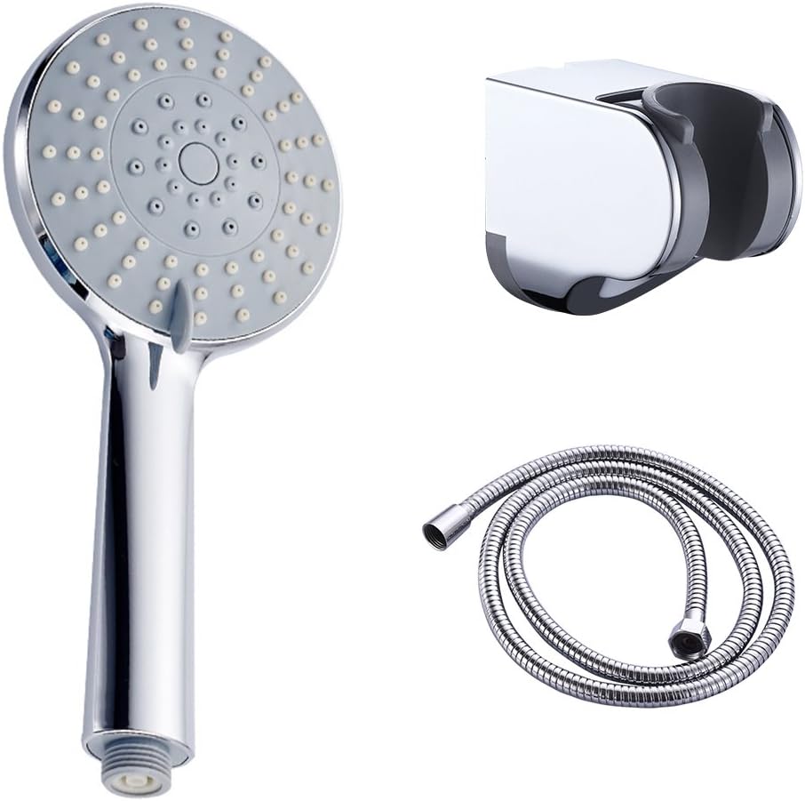 Handheld Shower 5 Position Chrome ABS Head Set handshower with Shower Holder and 1.5m Hose for Bathroom DS003