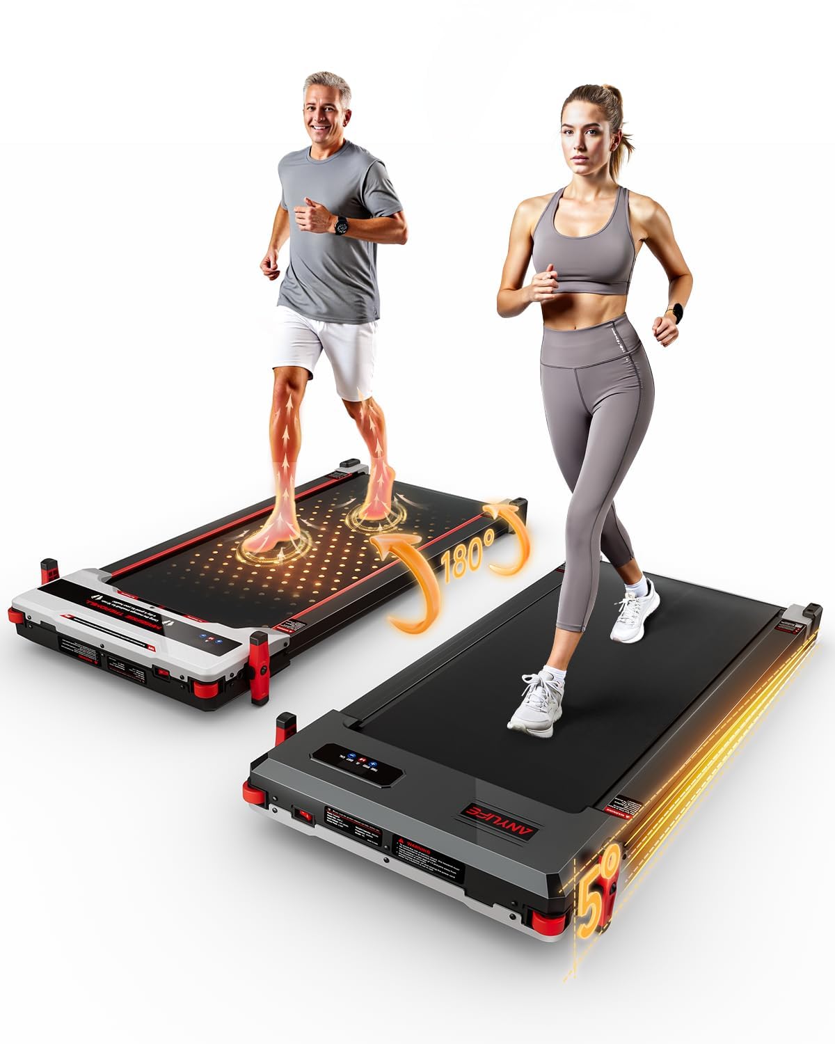 Photo 1 of ***PARTS ONLY***Walking Pad Treadmill, Anylife Under Desk Walking Pads Incline 265lb Capacity, 2.5HP Portable Treadmills for Home, Compact Treadmill Small Running Pad with LED Display, Remote Control, White Black
