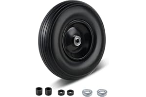 Amllecthy 13''4.00-6 tire Wheelbarrow Tire Flat Free, 5/8" or 3/4" Bearing,1.75"- 6" Center Hub for Wheelbarrows Trolley Dolly Garden Wagon Cart Wheel Replacement (1 Pack)