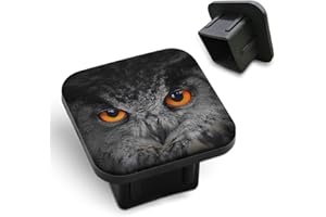 Tnomchey Owl Tow Hitch Covers Big Orange Evil Eyes Eagle Animal Head American Bird Black Feather Trailer Hitch Tube Cover Plug Cap Dust-Proof Square Mouth Hitch Receiver Plug for Trucks Cars