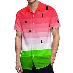 HUGLAZY Watermelon Hawaiian Shirt for Men Fruit Big