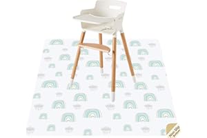 Splat Mat for Under High Chair/Arts/Crafts by CLCROBD, 51" Baby Anti-slip Food Splash and Spill Mat for Eating Mess, Waterproof Floor Protector and Table Cloth (Rainbow dreams)
