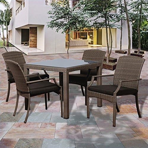 International Home Miami Atlantic Rolland 5 Piece Patio Dining Set in Brown