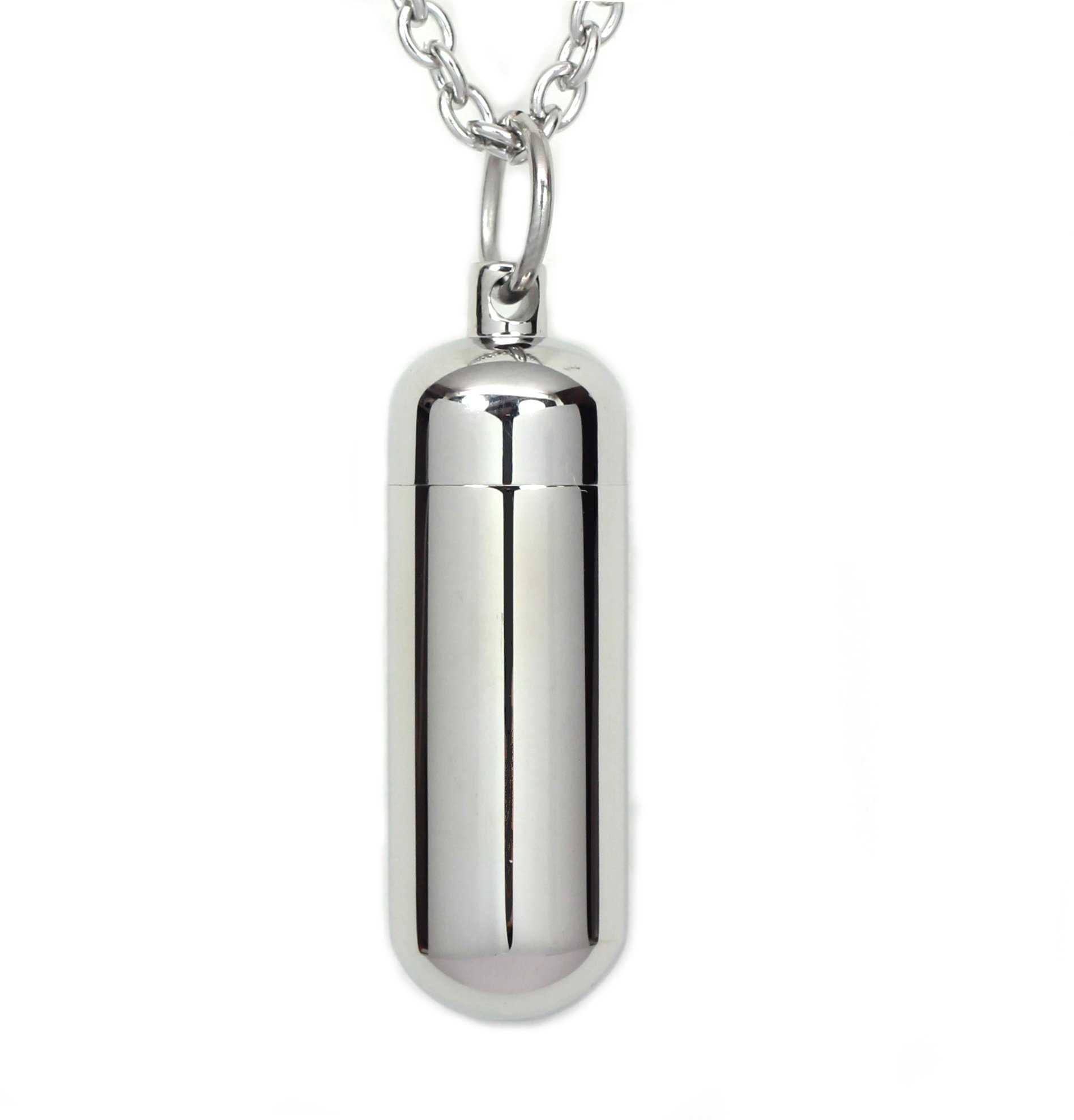 Stainless Steel Capsule Pill Pendant with Glass Tube Cremation Urn