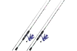 Sougayilang Fishing Rod Combo, 2-Piece 6-Foot Graphite & Fiberglass Rod with Anti-Reverse Spinning Fishing Reel (1Pack/2Pack)