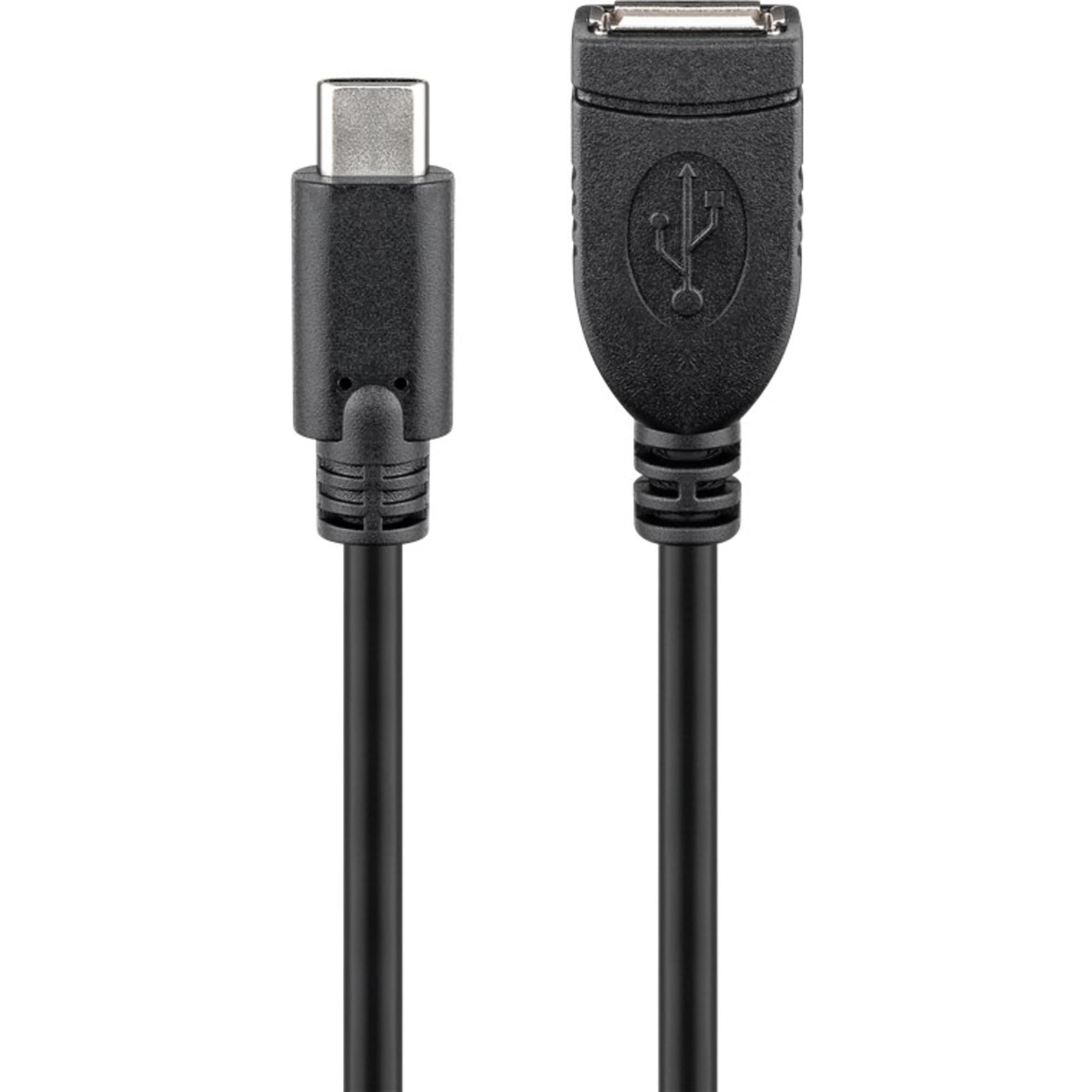 goobay 55470 USB-C to USB 2.0 A extension cable - allows you to connect a USB A cable to the USB-C socket of your device, 0.2 m