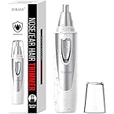 Ear and Nose Hair Trimmer Clipper - 2025 Professional Painless Eyebrow & Facial Hair Trimmer for Men Women, Battery-Operated Trimmer with IPX7 Waterproof, Dual Edge Blades for Easy Cleansing White