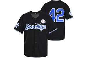 Madjus Men's Black Legend 42 Button Down Jersey 90s Hip Hop Baseball Jersey Stitched